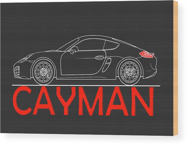 Porsche Cayman Phone Case Wood Print featuring the photograph Cayman Blueprint by Mark Rogan