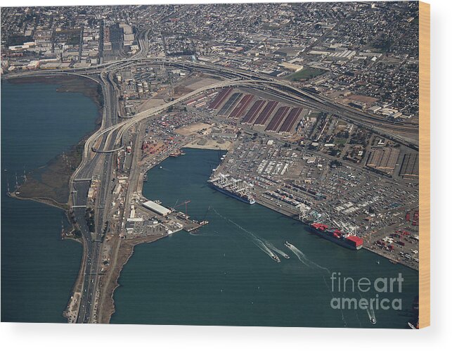Freeway Wood Print featuring the photograph Port of Oakland with Freeways by Wernher Krutein