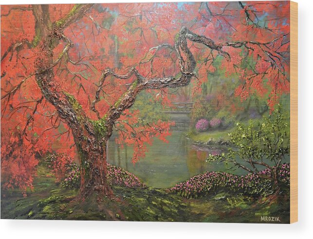 Portland Wood Print featuring the painting Portland Garden by Michael Mrozik