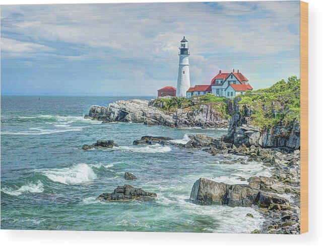 Portland Maine Lighthouse Wood Print featuring the photograph Portland Head Lighthouse #3 by Joe Granita