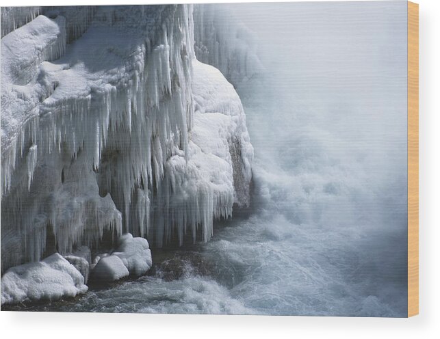 Water Wood Print featuring the photograph Power Has No Fear of the Cold by Robin Webster