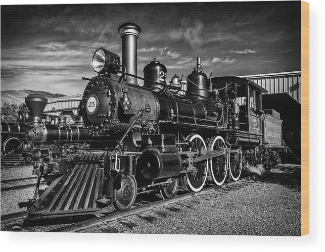 Virgina & Truckee Wood Print featuring the photograph Powerful 25 In Black And White by Garry Gay