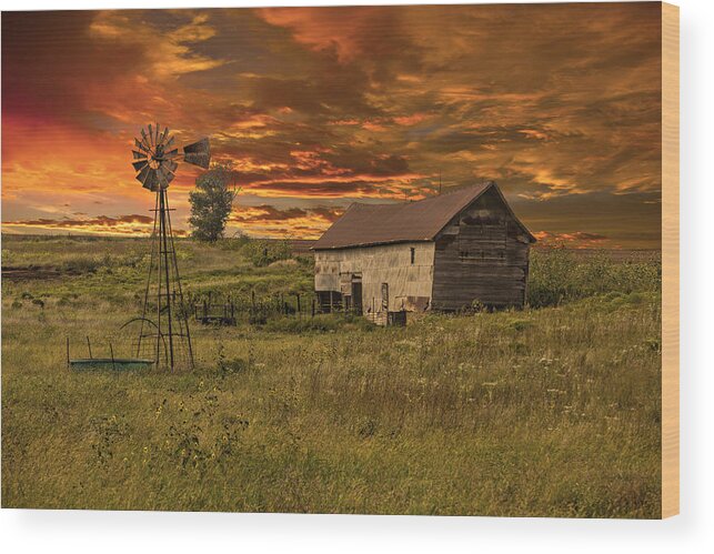 Prairie Wood Print featuring the photograph Prairie Barn by Jonas Wingfield