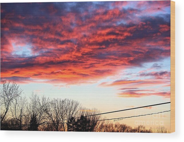 Sunset Wood Print featuring the photograph Pretty clouds after snow day by Yumi Johnson