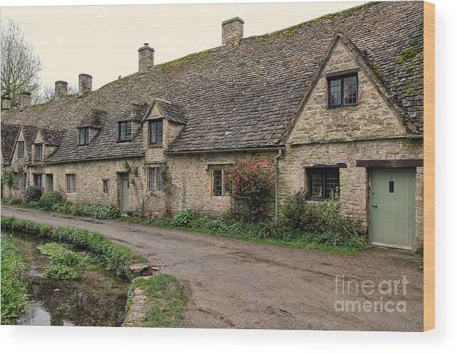 Arlington Row Wood Print featuring the photograph Pretty Cottages All in a Row by Jasna Buncic