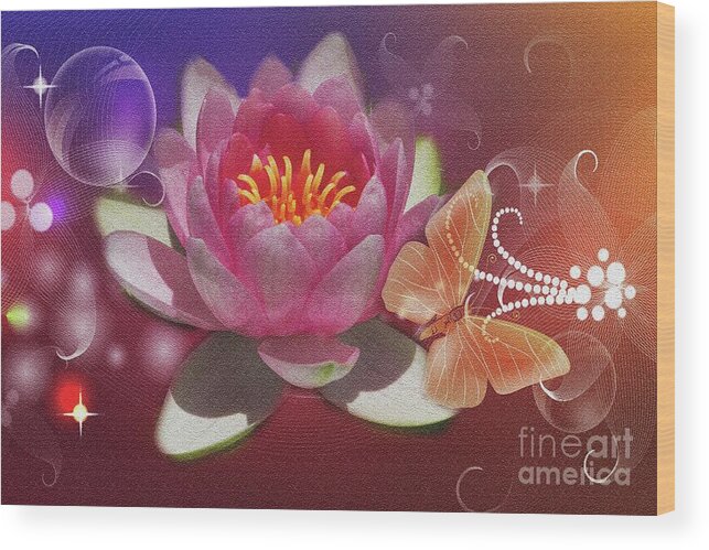 Lotus Flower Wood Print featuring the photograph Pretty Items by Geraldine DeBoer