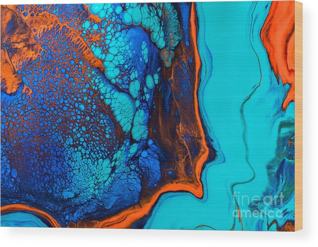 Abstract Wood Print featuring the painting Puffer Fish by Patti Schulze