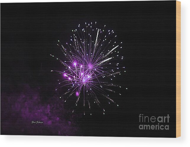 Fireworks Wood Print featuring the photograph Purple sparkle in the Sky by Yumi Johnson