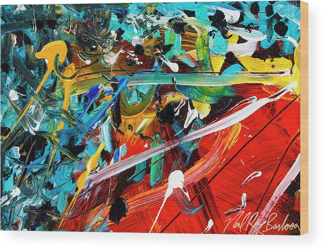 Abstract Wood Print featuring the painting Quantum Malfunktion by Neal Barbosa