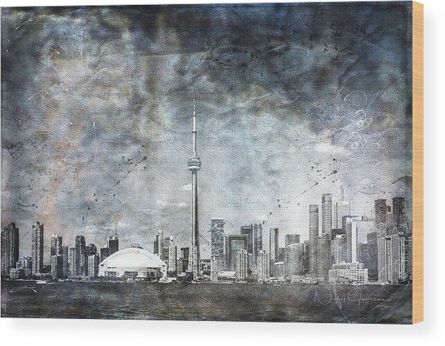 Toronto-skyline Wood Print featuring the digital art Quiet Sky by Nicky Jameson