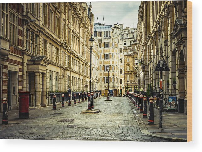 April 2015 Wood Print featuring the photograph Quiet Street Bishopsgate by Nicky Jameson
