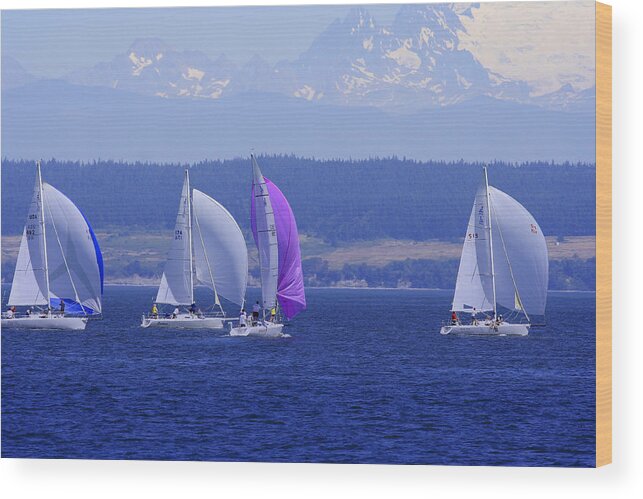 Sailboats Wood Print featuring the photograph Race Week 2006 BO1091 by Mary Gaines