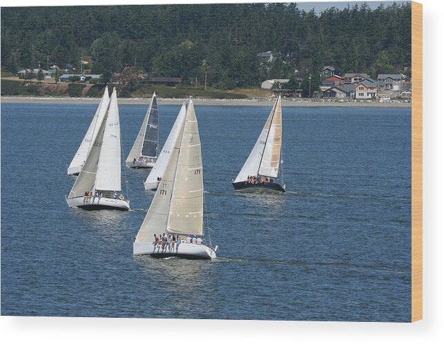 Sailboats Wood Print featuring the photograph Race Week 2007 BO1028 by Mary Gaines