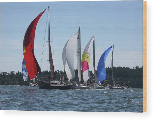 Sailboats Wood Print featuring the photograph Race Week 2007 BO1258 by Mary Gaines