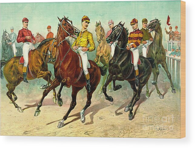 Racehorses 1893 Wood Print featuring the photograph Racehorses 1893 by Padre Art