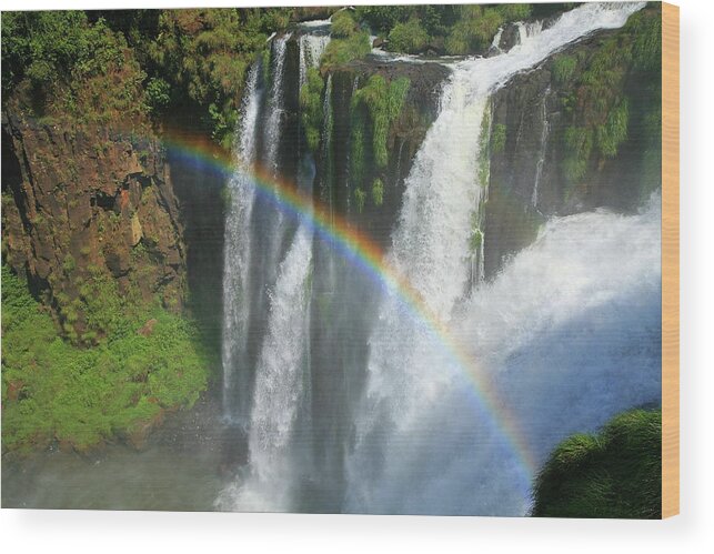 Rainbow Wood Print featuring the photograph Rainbow At Iguazu Falls by Bruce J Robinson