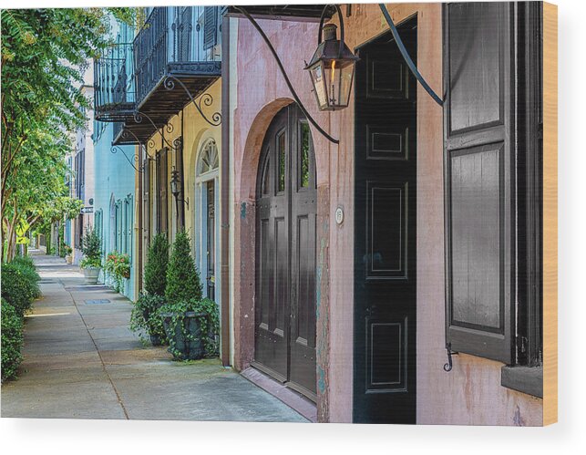 Charleston Wood Print featuring the photograph Rainbow Row - Charleston, SC by DCat Images