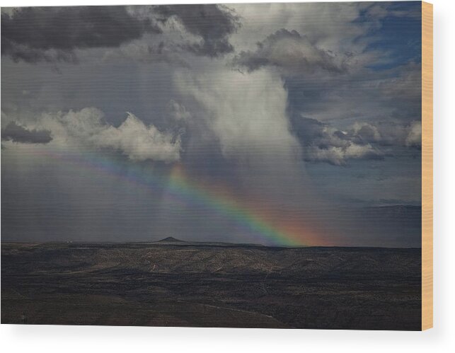 Rainbow Wood Print featuring the photograph Rainbow Storm over the Verde Valley Arizona by Ron Chilston