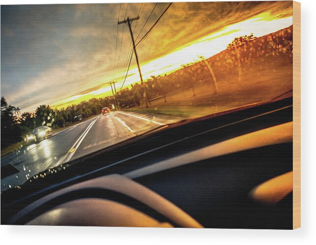 Rainy Drive Wood Print featuring the photograph Rainy Day In July II by David Sutton