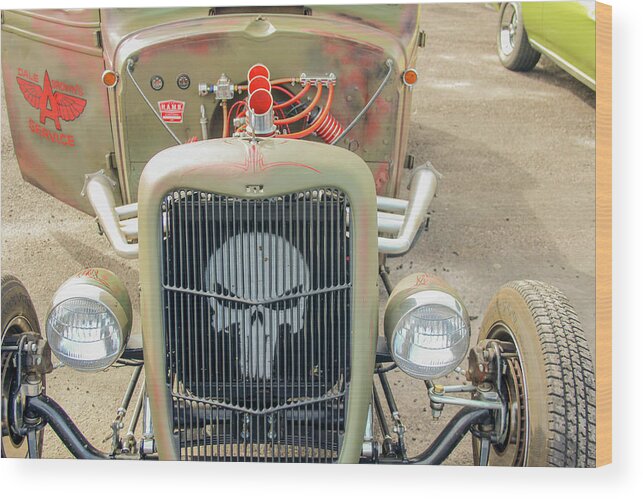Ratrod Wood Print featuring the photograph Ratrod Skull by Darrell Foster