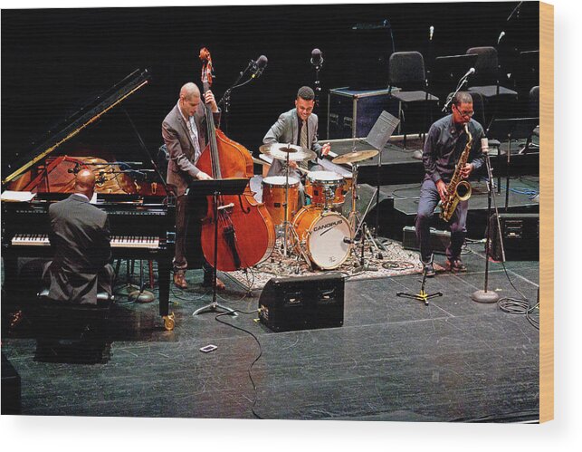 Jazz Wood Print featuring the photograph Ravi Coltrane and the Orrin Evans Trio 3 by Lee Santa