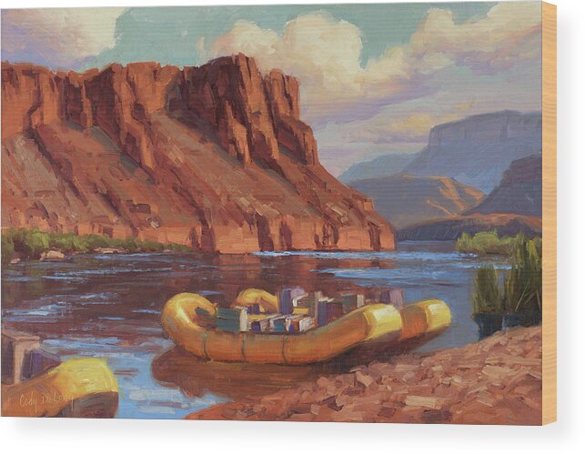 Grand Canyon River Scenes Wood Print featuring the painting Ready to Launch by Cody DeLong