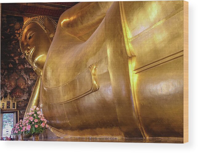 Buddha Wood Print featuring the photograph Reclining Buddha, Bangkok, Thailand by Aashish Vaidya