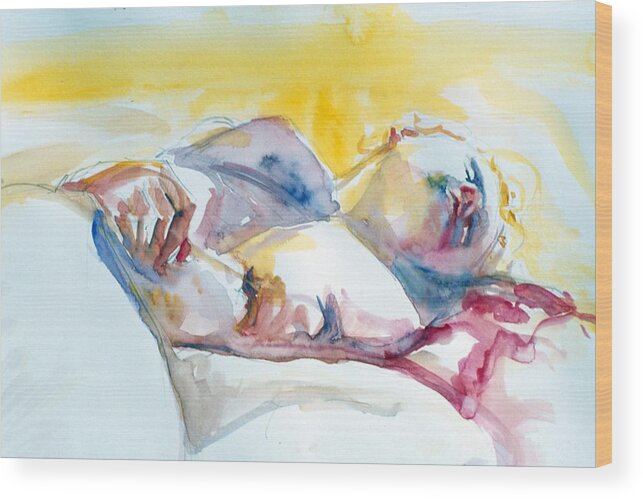 Full Body Wood Print featuring the painting Reclining Study by Barbara Pease