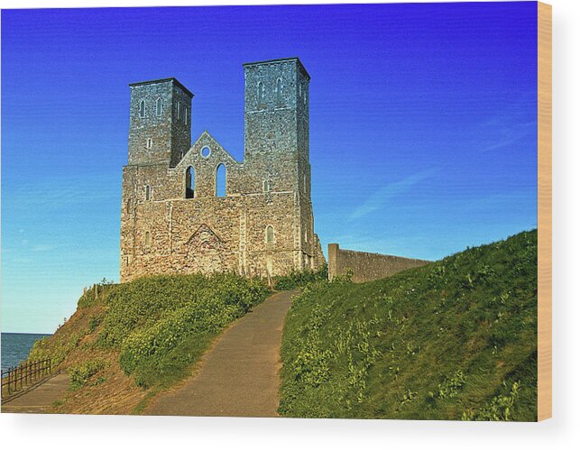 Heritage Wood Print featuring the photograph Reculver Towers by Richard Denyer