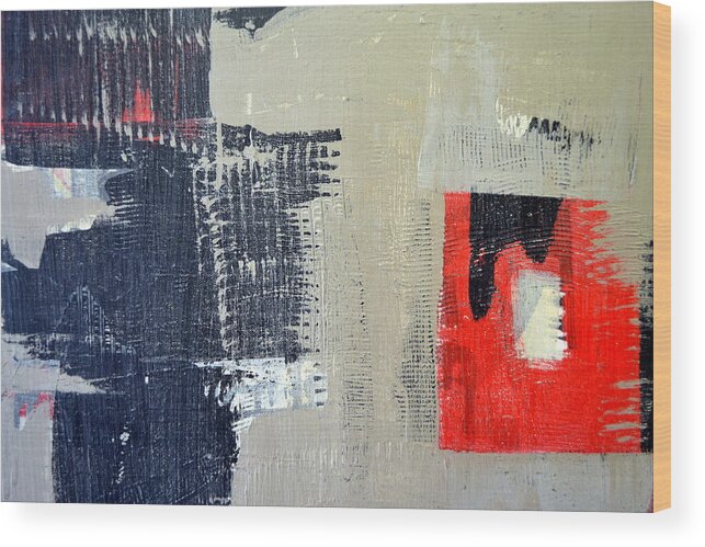 Textural Wood Print featuring the painting Red and Black Study 2.0 by Michelle Calkins