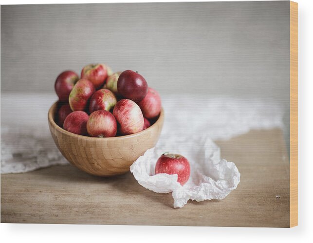 Apple Wood Print featuring the photograph Red Apples Still Life by Nailia Schwarz