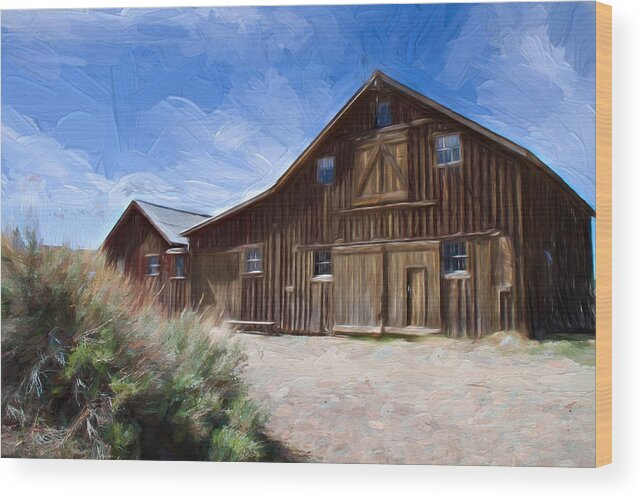 Bodie Hills Wood Print featuring the photograph Red Barn of Bodie by Lana Trussell