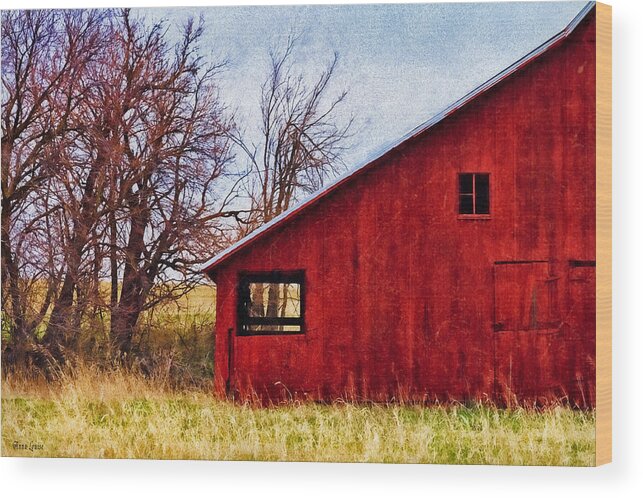 Red Barn Wood Print featuring the photograph Red Barn Window View by Anna Louise