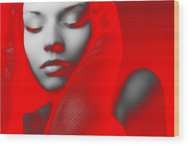 American Wood Print featuring the digital art Red Beauty by Naxart Studio