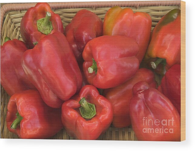 Pepper Wood Print featuring the photograph Red Bell Peppers by Inga Spence