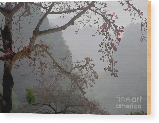 Vietnam Wood Print featuring the photograph Red Blossoms Vietnam by Chuck Kuhn