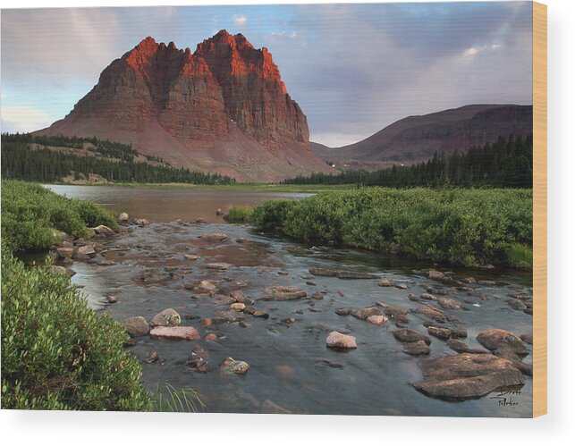 Utah Wood Print featuring the photograph Red Castle Sunset with last light of the day by Brett Pelletier