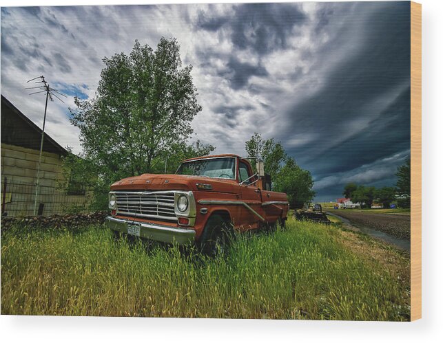 Red Wood Print featuring the photograph Red Ford Truck by Christopher Thomas