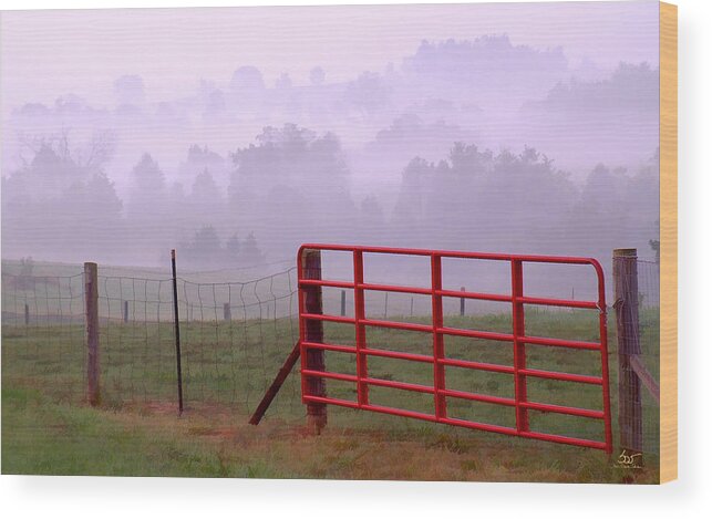 Farmlife Wood Print featuring the photograph Red Gate by Sam Davis Johnson