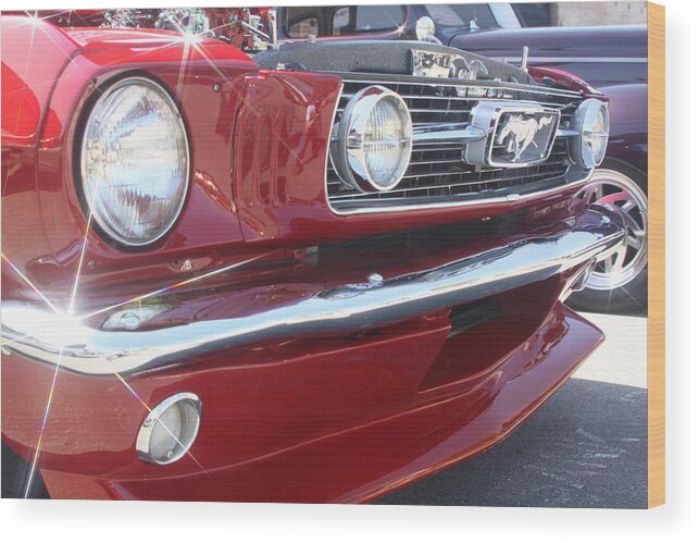 Red Wood Print featuring the photograph Red Hot Mustang by Jeff Floyd CA