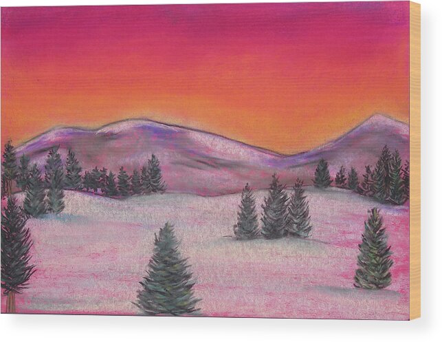 Winter Landscape Wood Print featuring the pastel Red Landscape by Joe Michelli