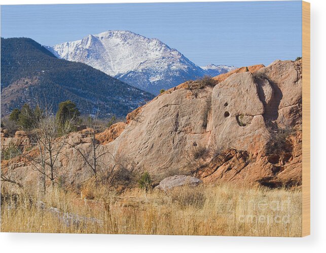 Bikers Wood Print featuring the photograph Red Rock and Pikes Peak by Steven Krull