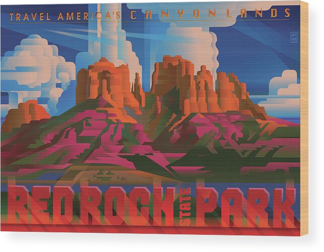 Red Rock State Park Wood Print featuring the digital art RED ROCK STATE PARK Arizona by Garth Glazier