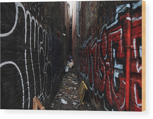 Red Wood Print featuring the photograph Red Vs Black The Standoff by Kreddible Trout