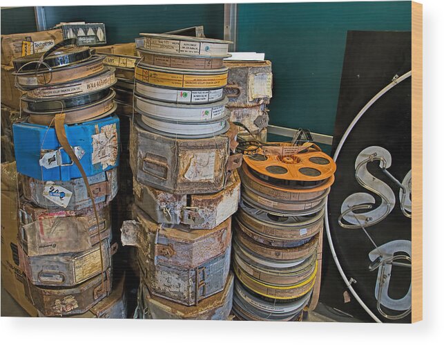 Movie Reel Wood Print featuring the photograph Reels by Angie Rayfield