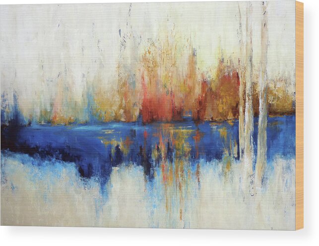 Abstract Wood Print featuring the painting Reflecting by Dina Dargo