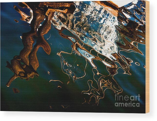 Abstract Wood Print featuring the photograph Reflections in Rippling Water by Venetta Archer