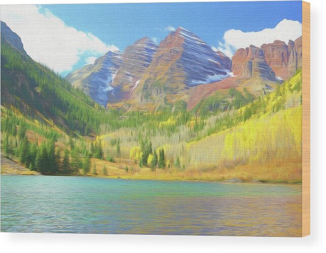 Colorado Wood Print featuring the photograph The Maroon Bells Reimagined 1 by Eric Glaser