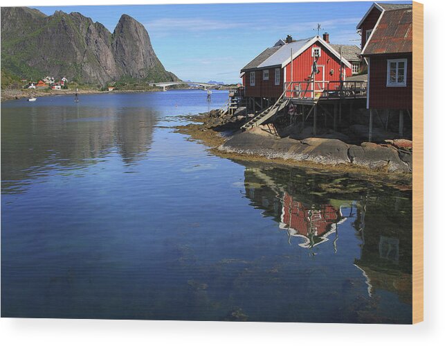 Fishing Village Wood Print featuring the digital art Reine, Norway by Lisa Redfern