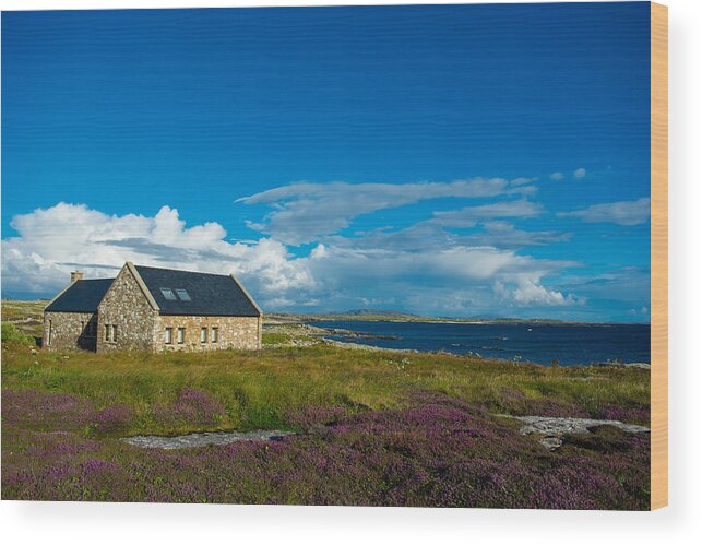 Ireland Wood Print featuring the photograph Remote House in Connemara in Ireland by Andreas Berthold